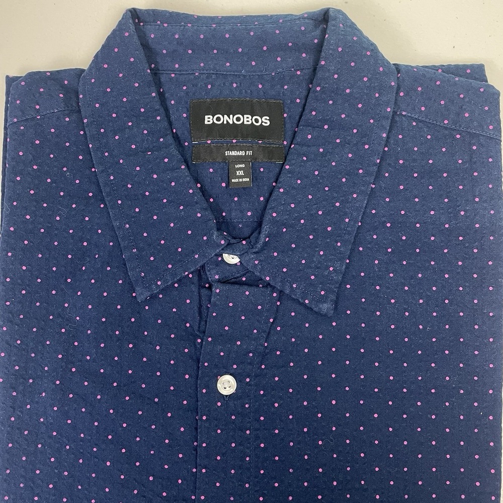 Bonobos Navy and Pink Casual Button Down Shirt